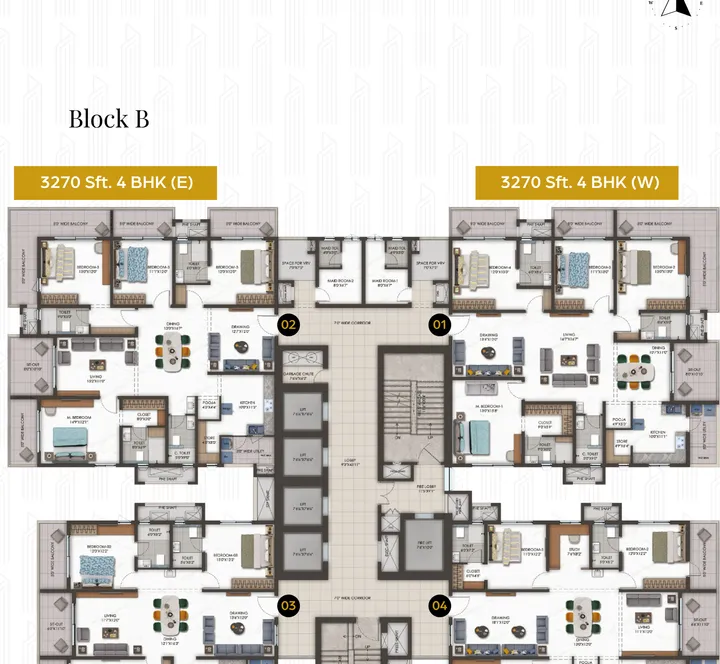 Block B left cluster floor plan at Hallmark Altus