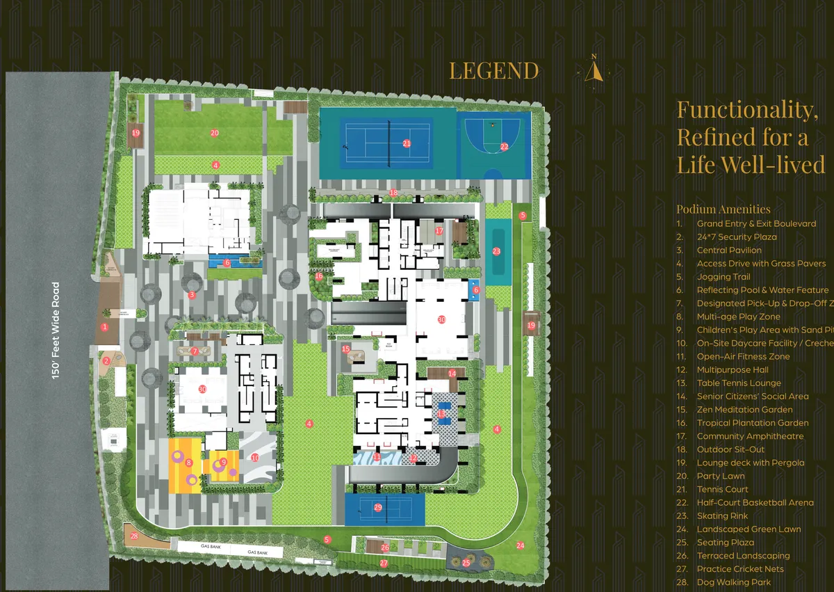 Podium and amenities master plan of Hallmark Altus, Kondapur