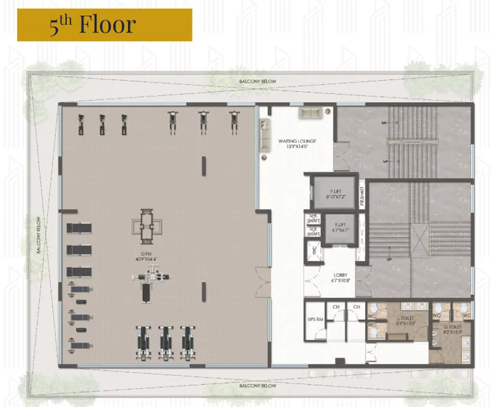 Fifth floor gym plan for Hallmark Altus