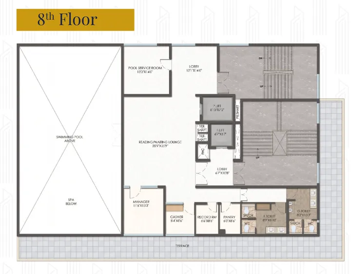 Eighth floor pool level plan for Hallmark Altus